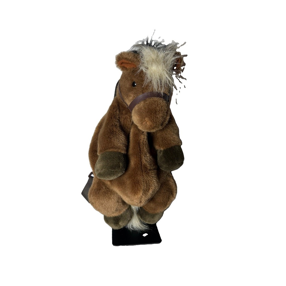 Vintage Mango Brown Horse Backpack Stuffed Plush Teddy Bear Co Zip Up Y2K fluffy